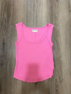 We The Free Bright Pink Ribbed Scoop Tank